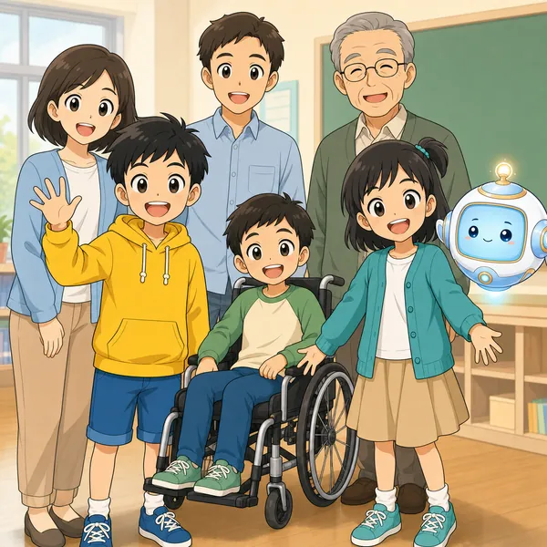 4コマ「みんなで一緒に学ぶ」の4コマ目