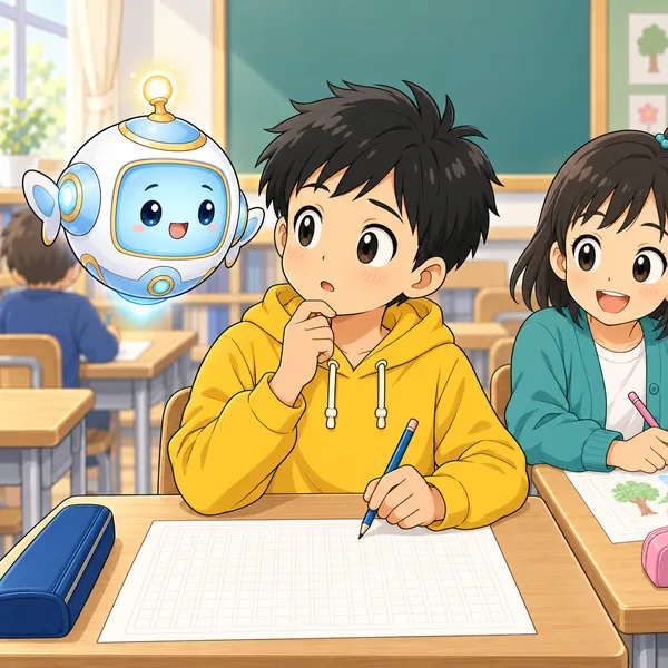 アイがハルのそばに浮かび、やさしく問いかけている