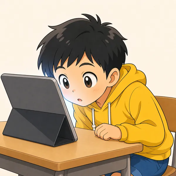 4コマ「目を休めよう」の1コマ目