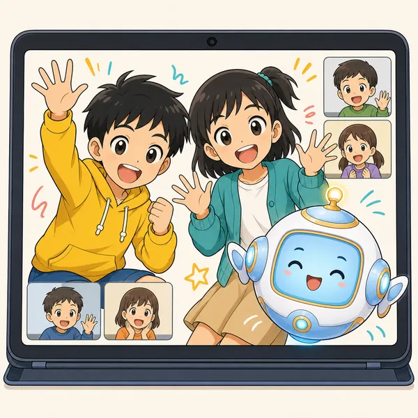 4コマ「オンライン会議」の1コマ目
