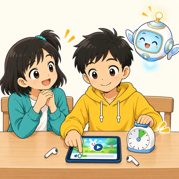 ハルが音量を下げ、タイマーを使って耳を休ませている