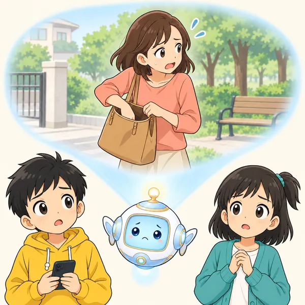 アイが浮かび、想像の場面を見せている
