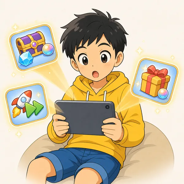 4コマ「無料ゲームほど お金に注意」の2コマ目
