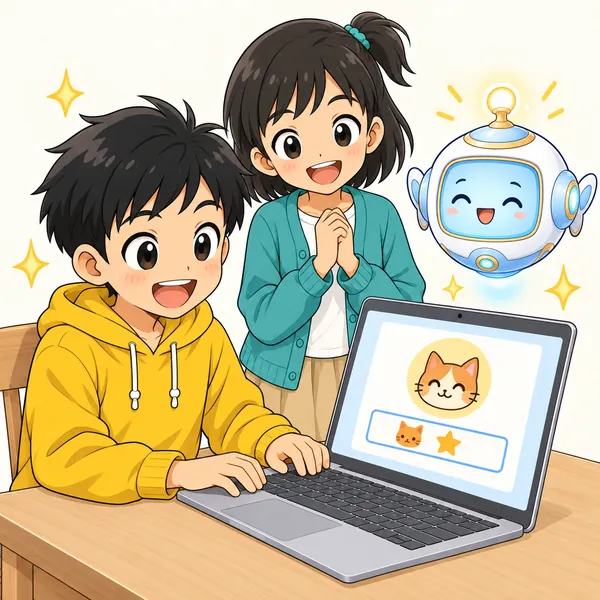 ハルが自分で考えたニックネームを入れて、うれしそうにしている