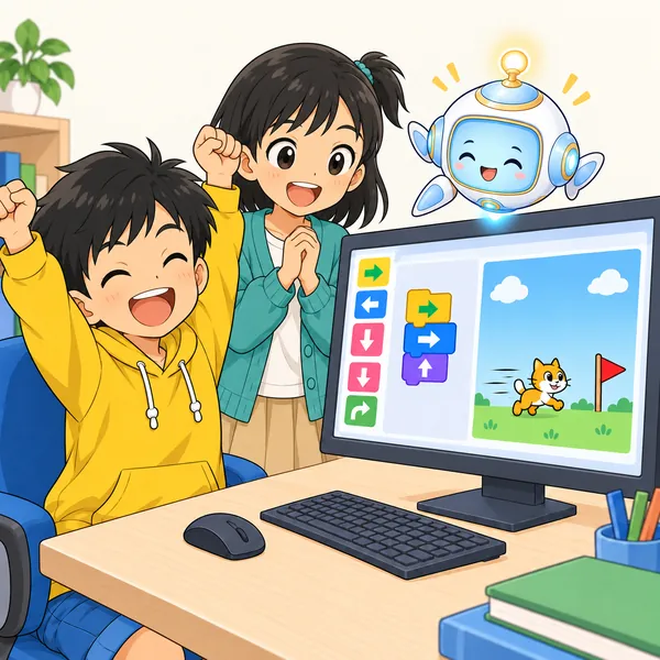 画面のキャラクターが正しく動き、ハルが両手を上げて喜んでいる