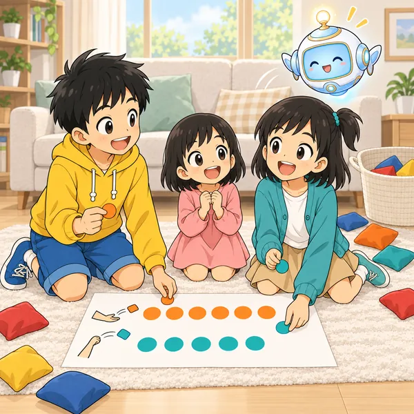 入った回数をシールで2列に並べると、ほとんど同じ長さで、ハルとミオが笑っている。