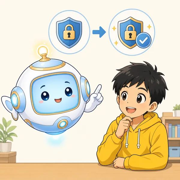 4コマ「二段階認証で 自分を守る」の2コマ目