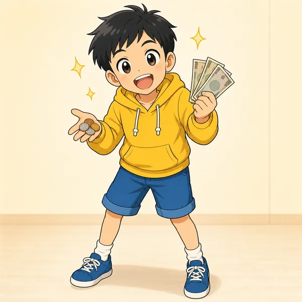 4コマ「お金は 少し残す練習」の1コマ目