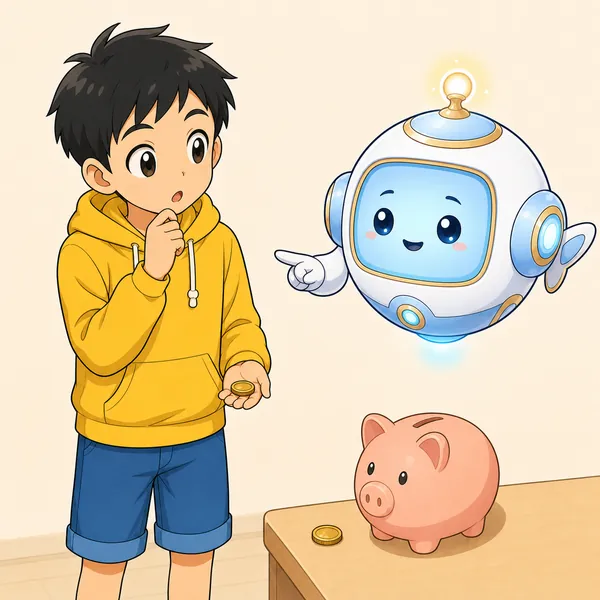 4コマ「お金は 少し残す練習」の2コマ目