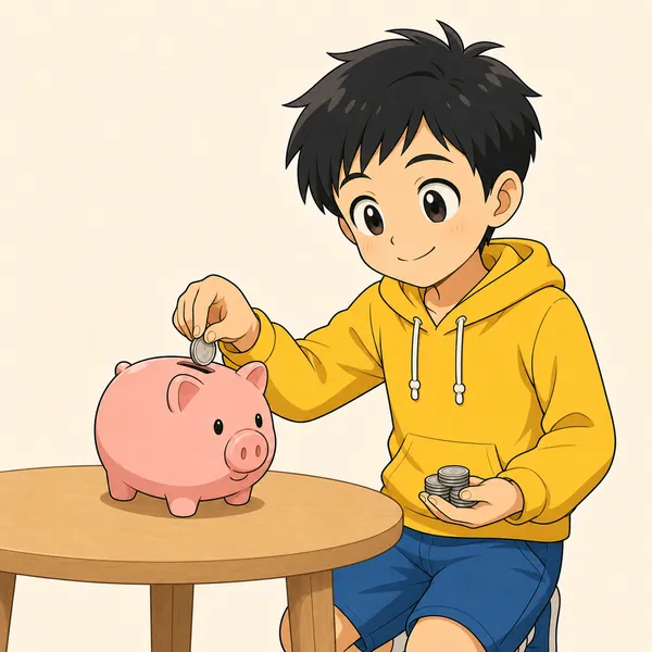 4コマ「お金は 少し残す練習」の3コマ目