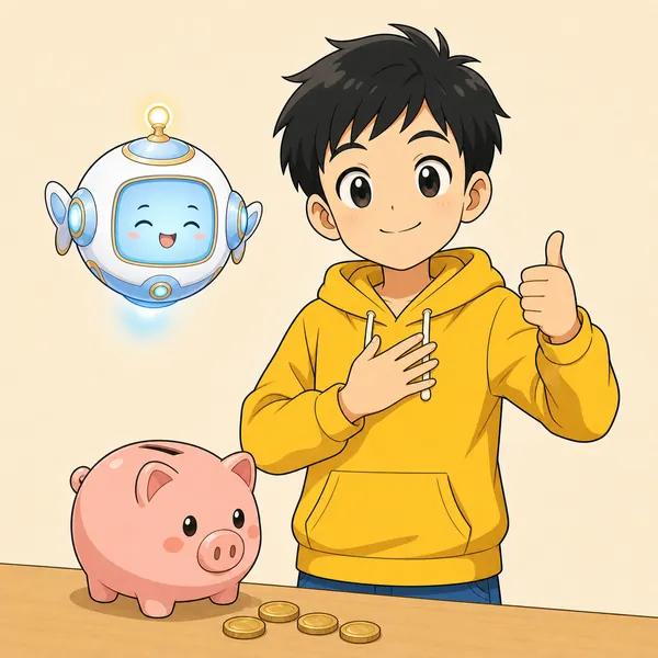 4コマ「お金は 少し残す練習」の4コマ目