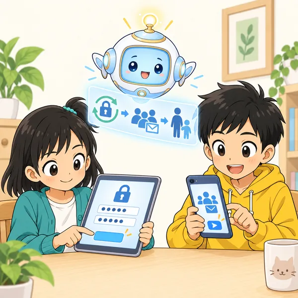 アイが浮かび、順番にやることを示している