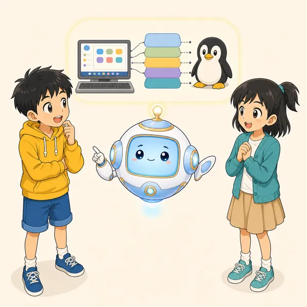 4コマ「OSってなに?(ペンギン)」の2コマ目