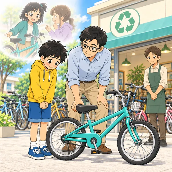 ハルが、中古だと友だちに何か言われそうで、もじもじしている。