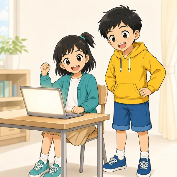 4コマ「友だちに教える」の3コマ目