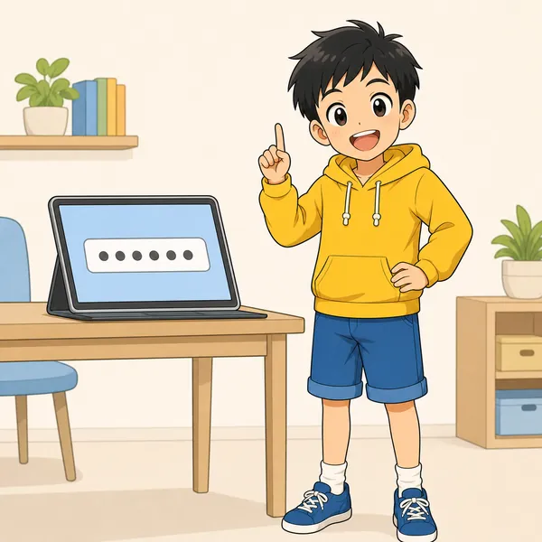 4コマ「パスワードは大切に」の1コマ目