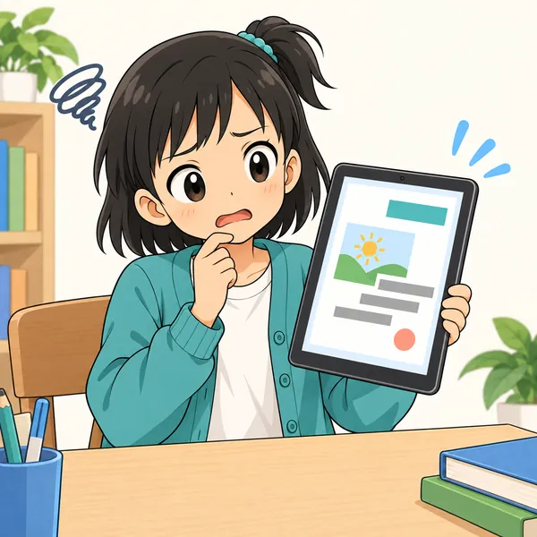受け取ったミオの画面では、レイアウトがくずれて文字がずれている
