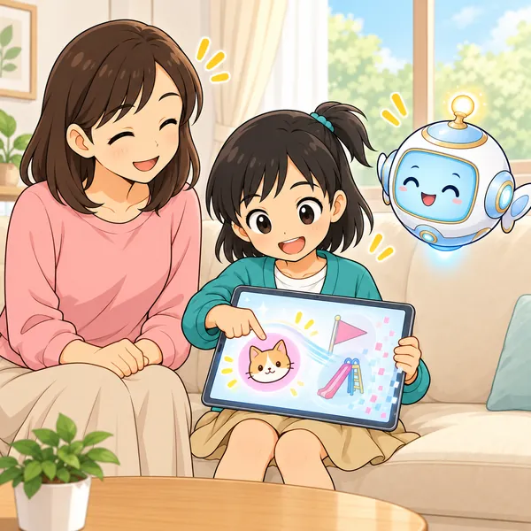 ミオが好きなものだけ残し、場所のことを消して、母がうなずいている。