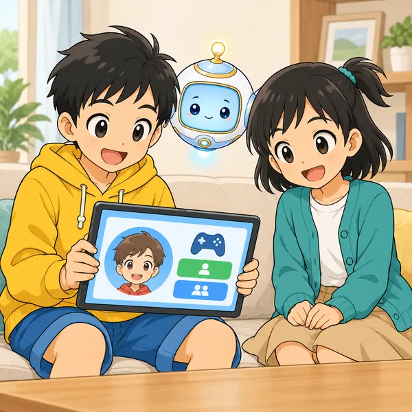 ハルが、子どもの写真のアイコンがついた登録画面を見ている。
