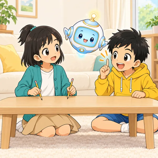 ハルが指を1本立てて、さっきのリズムをもう一度とミオに話している。