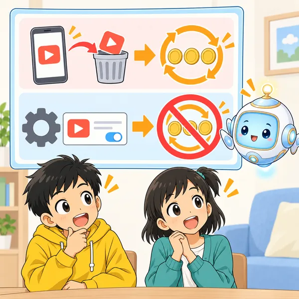 アイが、アプリを消すことと登録を止めることはちがう、という図を見せている