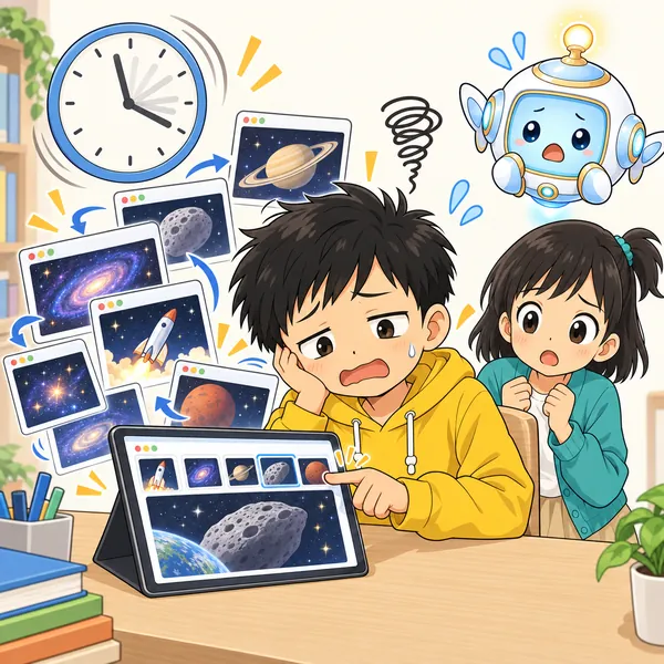 ハルが次々とページを開いては閉じ、何も分からないまま時間だけが過ぎている