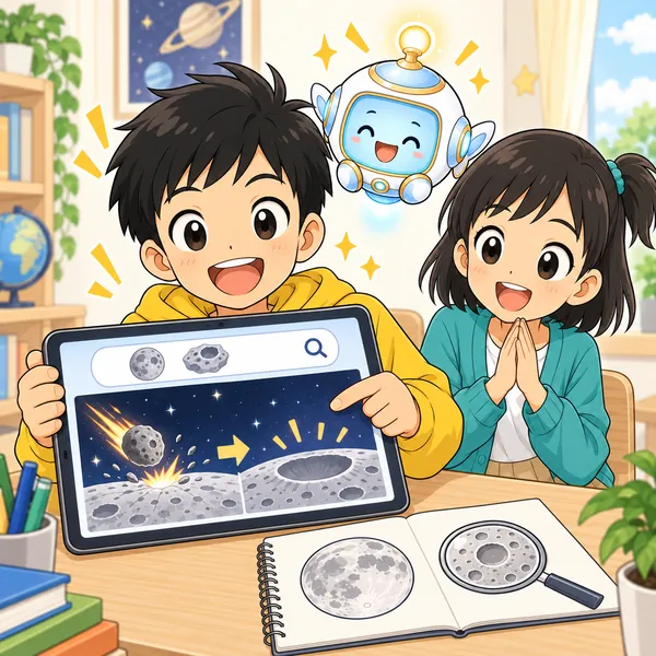 ハルが的をしぼった言葉で検索し、必要なページにすぐたどりついて、うれしそうにしている