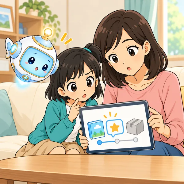 相手から「先に評価して」というメッセージがとどき、ミオがとまどっている。