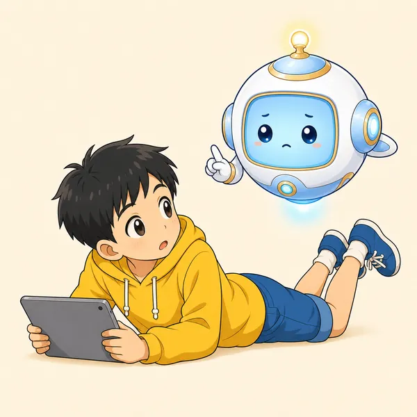 4コマ「よい姿勢で」の2コマ目