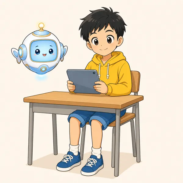 4コマ「よい姿勢で」の3コマ目