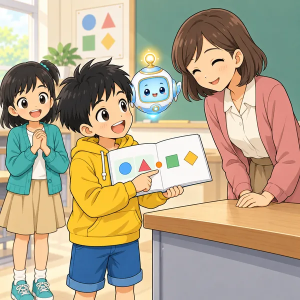 ハルが先生のところへ行き、境目を伝えて質問している