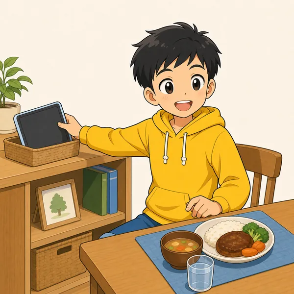 4コマ「食事中は使わない」の3コマ目