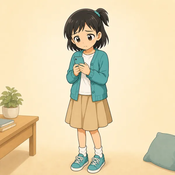 4コマ「つらいことは 大人に相談」の1コマ目