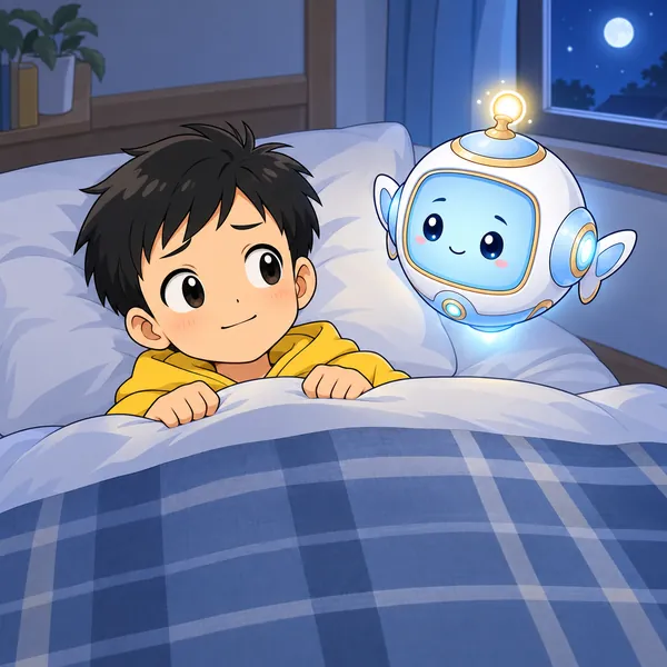 その夜。ハルがふとんの中で目を開けている