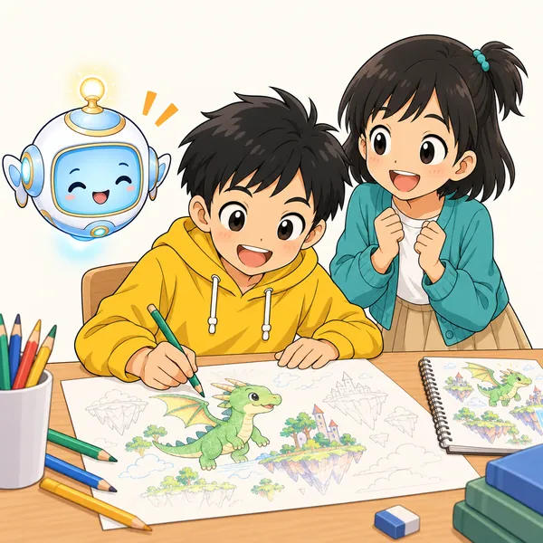 ハルが自分の好きなものをテーマに新しい作品を作りはじめている