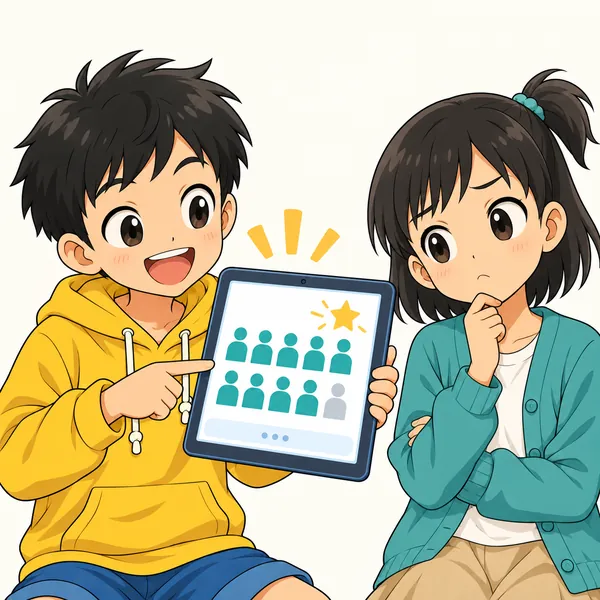 ハルがミオに、その数字を得意げに伝えている