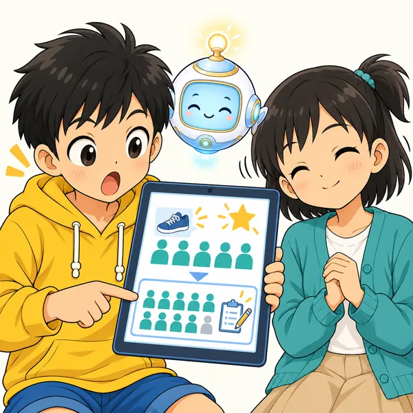 ハルが画面の小さな注意書きに気づき、「10人に聞いただけだ」と驚いている