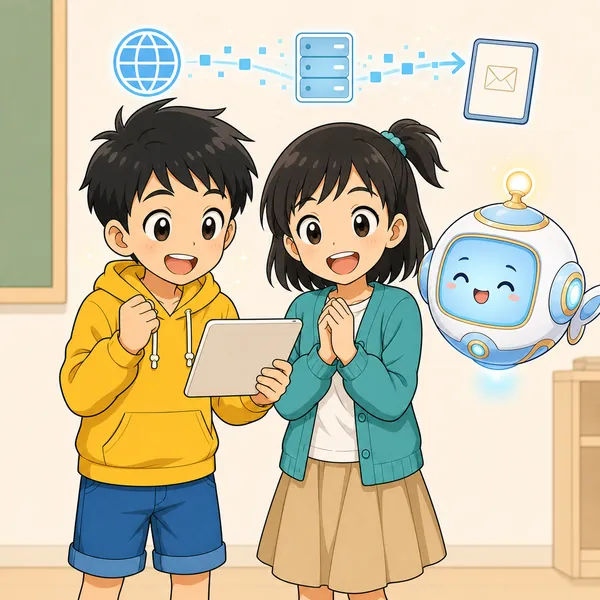 4コマ「インターネットの旅」の4コマ目