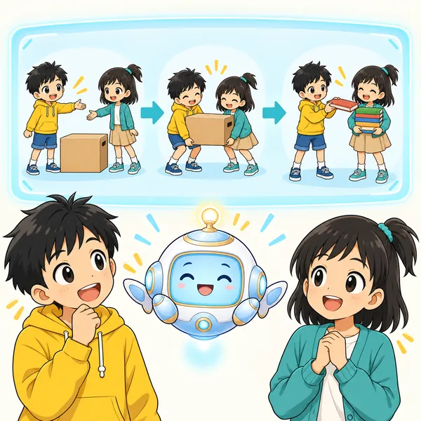 アイが、たのむ→助ける→次はこちらが助ける、という流れを見せている