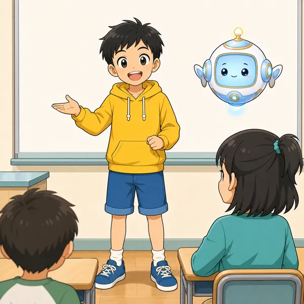 4コマ「授業で発表」の3コマ目