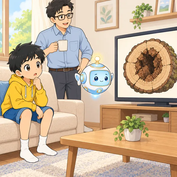 ハルが、次の日のニュースを見て首をかしげている。