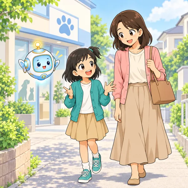 帰り道、ミオが母と明るい顔で話している。