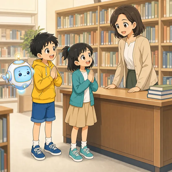 4コマ「図書室で調べる」の2コマ目