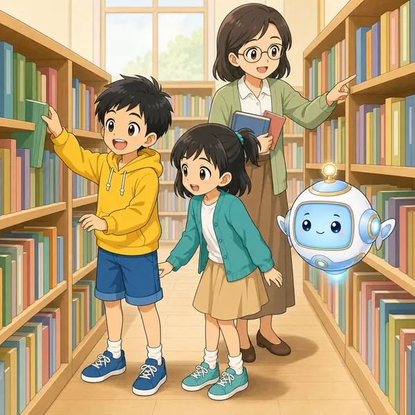 4コマ「図書室で調べる」の3コマ目