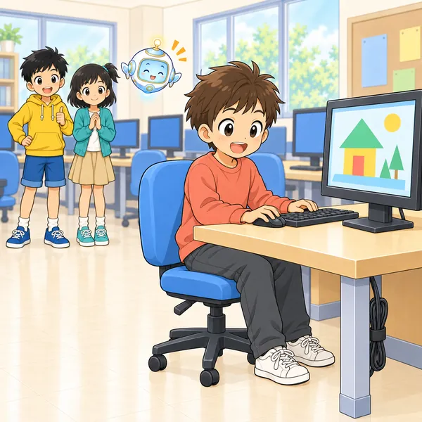 次の時間。別の子が席についてすぐに作業を始められている