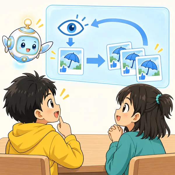 アイが、見たものに合わせておすすめが増えていく仕組みを図で見せている
