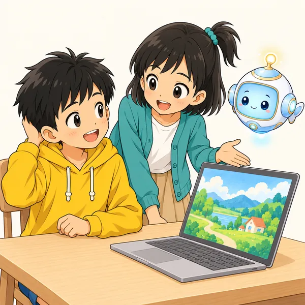 ミオが身をのりだして、どこを工夫したのか聞いている。