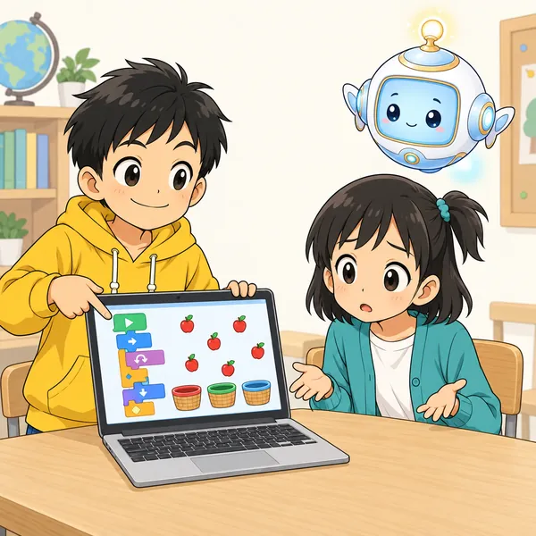 ハルが作ったプログラムを見せているが、説明がなく、相手はぽかんとしている