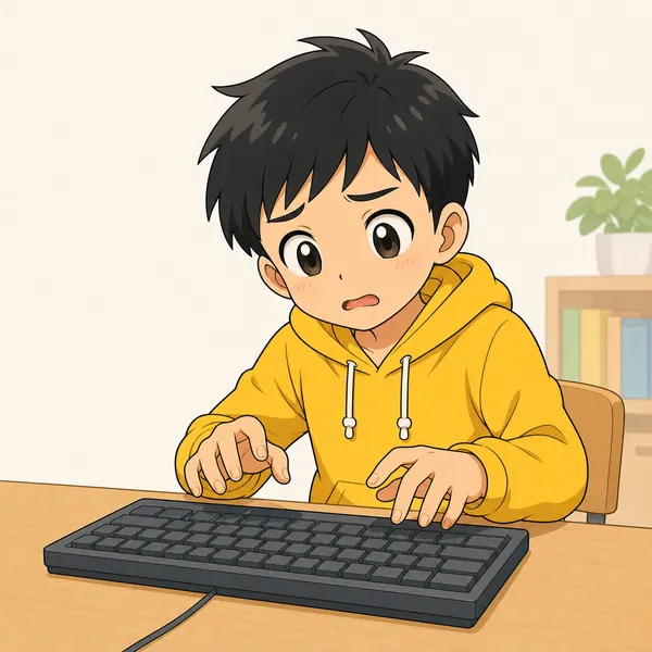 4コマ「タイピング練習」の1コマ目
