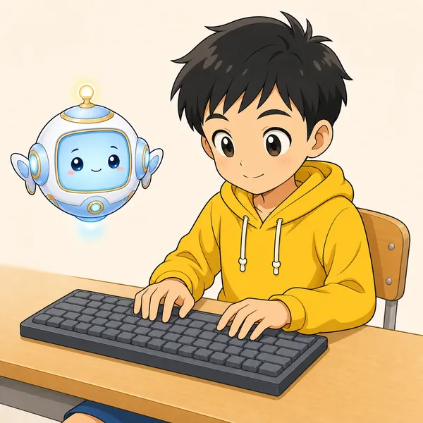 4コマ「タイピング練習」の3コマ目